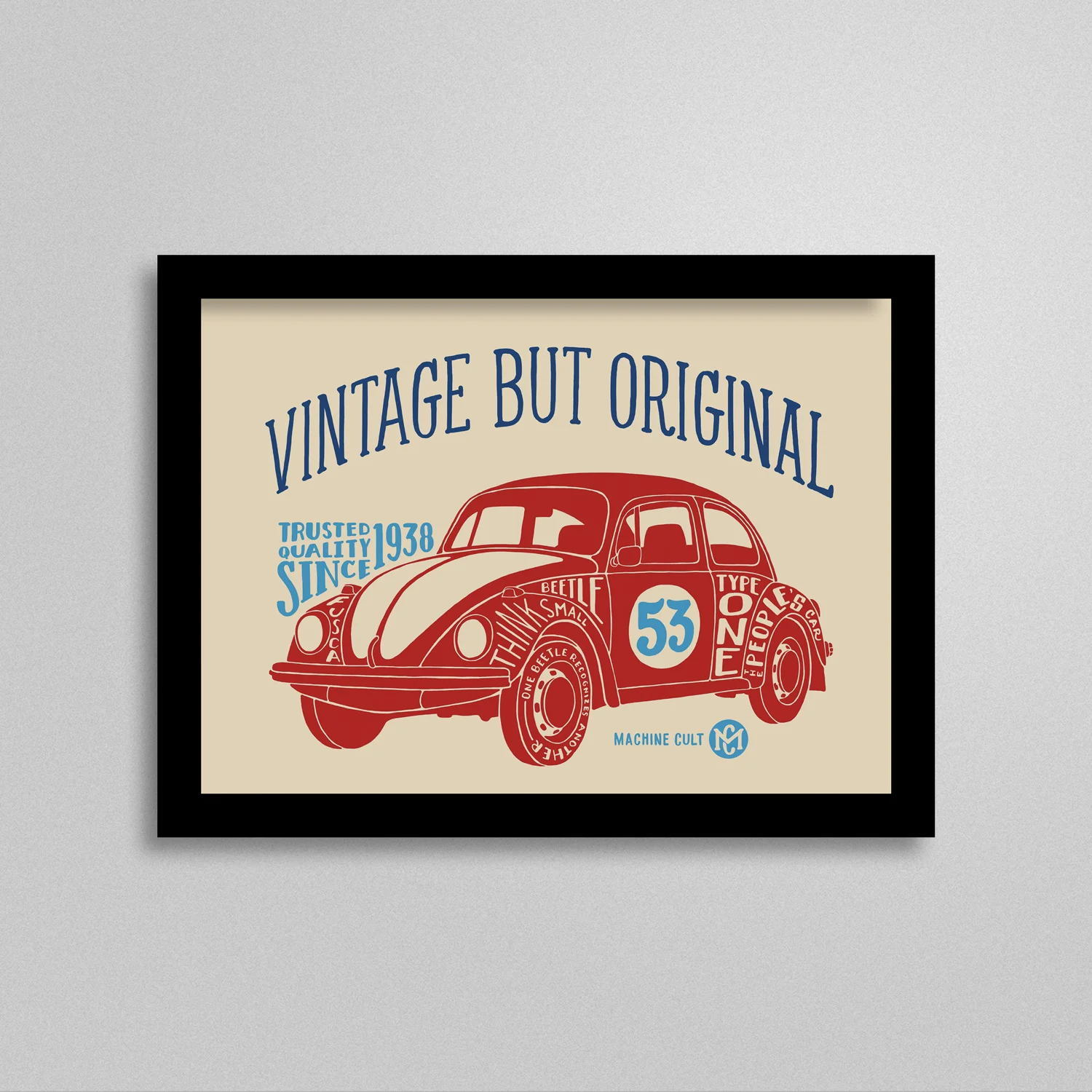 Pôster original do Volkswagen Fusca nos anos 60